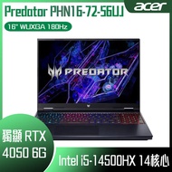 【下單再送】ACER 宏碁 Predator PHN16-72-56UJ 黑 (i5-14500HX/16G/RTX4050/512GB/W11/WUXGA/180Hz/16) 客製化電競筆電