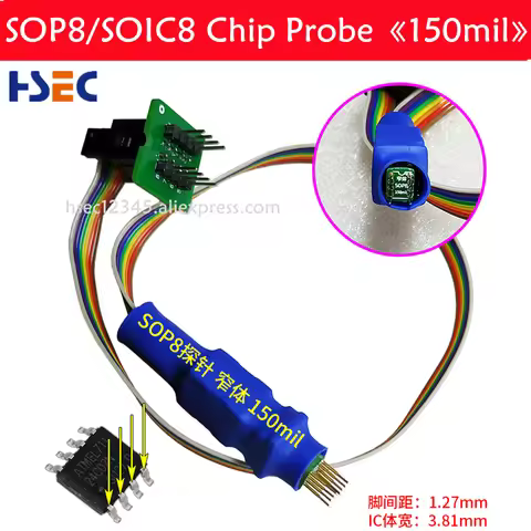 SOIC8 SOP8 Test Clip Probe Line For EEPROM 93CXX/25CXX/24CXX circuit programming on USB Programmer T