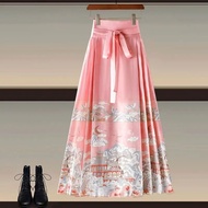 มิ้นท์สีเขียวใหม่สไตล์จีนHanfuชุดสตรีฤดูใบไม้ผลิ 2025 ชุดกระโปรงชุดTop Horse Faceกระโปรงชุด