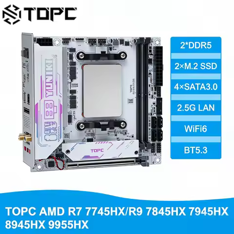 TOPC AMD R7 7745HX/R9 7845HX 7945HX 8945HX 9955HX ITX Motherboard 2*DDR5 2×M.2 SSD 4×SATA3.0 2.5G LA