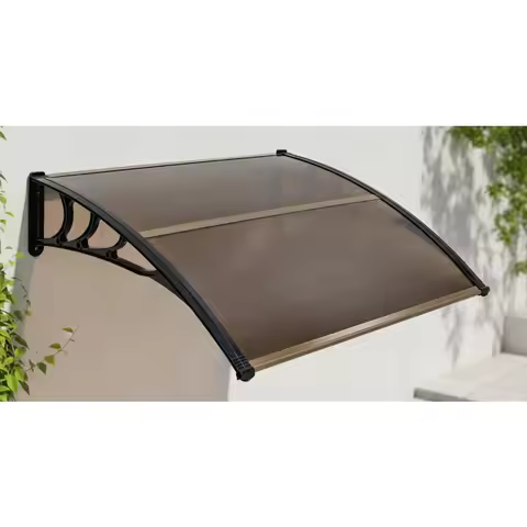 40x48 Inch Modern Polycarbonate Window Awning, UPF50+ Sun Rain Snow Protection for Patio Door Deck P