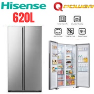 Hisense Side by Side Fridge Refrigerator (620L) RS666N4ACN (Silver) .