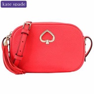 全新KS正品 Kate Spade 立體桃logo荔枝真皮超質感愛瑪仕橘斜背相機包