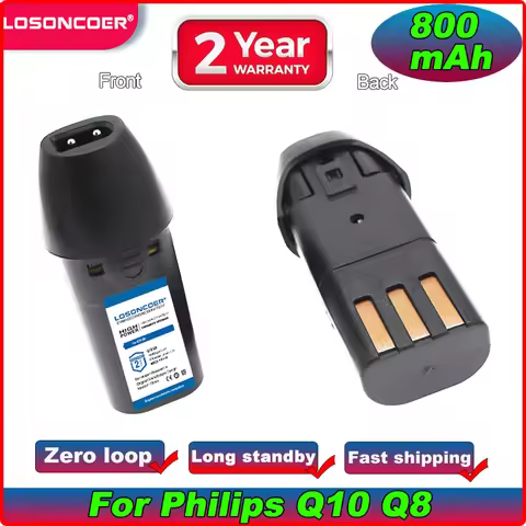 High-Capacity Replacement Battery 800mAh for Philips Q10 Q10S Q10+ X5 R8 Q8 XQ8 1128 5190 HC11K Hair