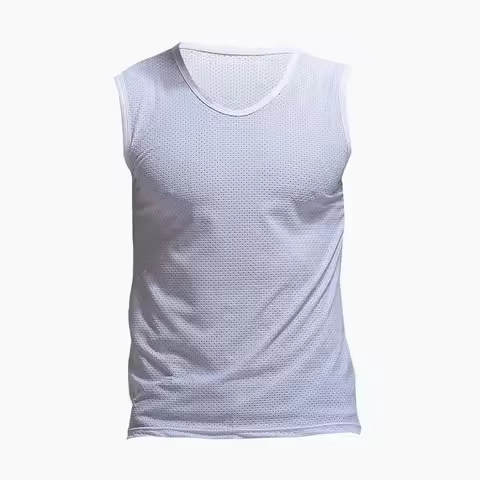 2PC Men's Vest Ice Mesh Quick Drying Vest Men's Sports Fitness Breathable V-Neck Thin Sleeveless T-S