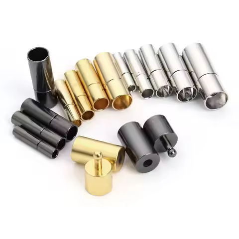 5Set 1.5 2 2.5 3 4 5 6mm Strong Barrel Leather Cord Ends Caps End Clasps Fasteners For DIY Bracelet