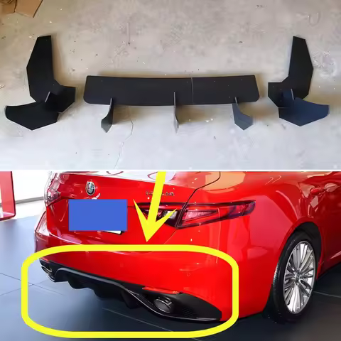 For Alfa Romeo Giulia 2.0 Veloce 2017-2020 Accessories Fin Diffuser Splitter Spoiler Rear Bumper Lip