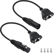 1 Pair XLR 5 Pin to RJ45 Adapter Cable RJ45 Female to 5 Pin XLR DMX Male & Female Converter Extensio