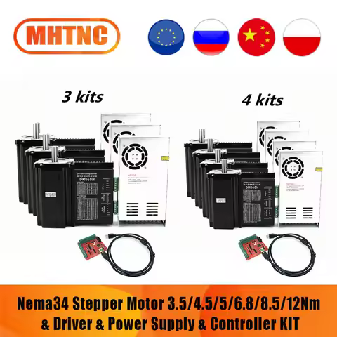 High Torque CNC DC Motor KIT Nema34 3.5Nm 4.5Nm 5Nm 6.8Nm 8.5Nm 12Nm Stepper Motor & DM860H Driver &