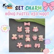 Cute baby pink pastel charm Set - super cute and adorable bunny bear attached to sandals. Jibbitz Cr