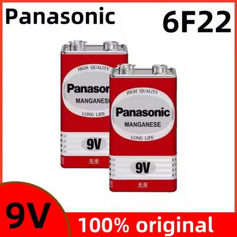 100% Original Panasonic 9V 6F22ND 6f22 Alkaline Battery for Alarm Wireless Microphone Mercury Free L