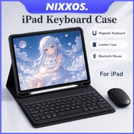 NIXXOS Bluetooth Keyboard Leather Case with Pencil Slot For iPad A16 11th/10th Gen Air 6/7/8 (11") P