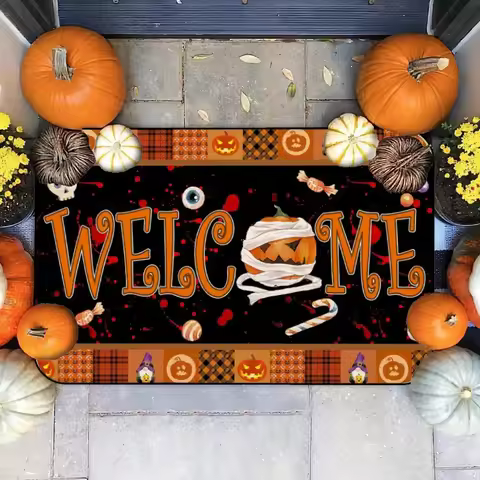 1PC Cartoon Halloween Decoration Floor Mat Restaurant Entrance Retro Mat Home Entrance Mat Bathroom 