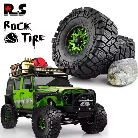 4PCS 1.9 Inch Beadlock Wheel Rims & Rubber Tire 115*50mm for 1/10 RC Rock Crawler Axial SCX10 RR10 A