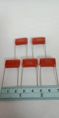 0.33UF 630V 334J 330NF ไมล่าคาปาซิเตอร์ 330นาโน Cไมล่าญี่ปุ่นCBB21 สีน้ำตาลขาห่าง20มิล (แพ็ค10ตัวและ