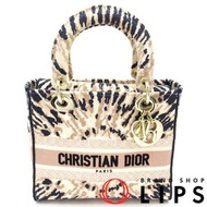 二手 Dior Lady D淨化草本-Lite 中型帆布手提包 M0565OJAI_88G，米色/粉紅色