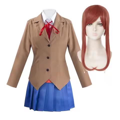 Halloween Party Women Game Literature Club Monika Cosplay School Uniform Costumes Or Wig