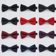 Men men Groomsmen Bow Tie Korean Version British Style Red Black Bow Tie men Single Fold Polyester S