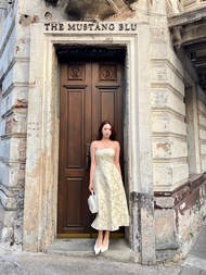 Dressfriends.bybf Gene Dress เดรสยาว เกาะอก ผ้าแจคการ์ด ทรงพอง