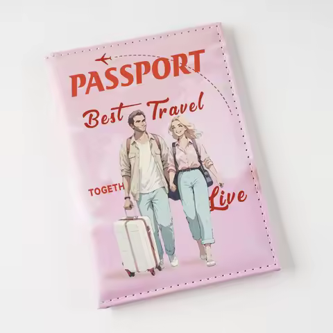 New UV Color Printing Couple Passport Cover, Passport Holder with Ticket Clip & ID Card Holder, Trav