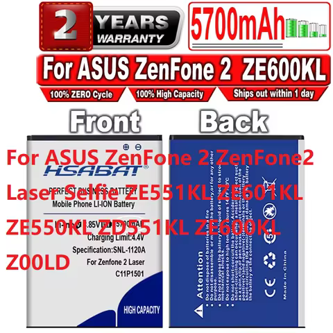 HSABAT C11P1501 5700mAh Battery For ASUS ZenFone 2 ZenFone2 Laser Selfie ZE551KL ZE601KL ZE550KL ZD5