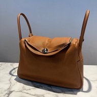 愛馬仕 lindy 34 銀扣棕色 T刻