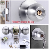 🔥[SG ] Ready stock 🔥Cylindrical Door Knob Lockset Stainless Steel Round Ball Style Bedroom Bathroom Handle lockset