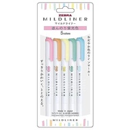 Zebra Highlighter Mile Liner  5 Subtle Fluorescent Colors  WKT7-5C-N【Direct from japan】
