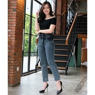 Celana Jeans Wanita Dewasa Terbaru Boyfriend Pinggang Karet Highwaist Kekinian Ootd Korean Style Buk