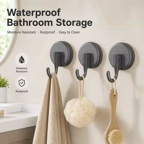 "Reusable Vacuum Suction Cup Wall Hook No Drill Removable Hanger for Bathroom Kitchen Bedroom "