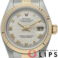 二手勞力士Datejust女士腕錶，金字塔錶盤，已翻新。型號79173(Y)。包含原廠錶盒和保固卡。這款象牙色18K黃金/不鏽鋼腕錶於2002年進行翻新和拋光。品相極佳。