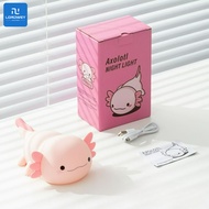 LORDWEY | Cute Axolotl Night Light Silicone Nursery Sleeping Lamp Touch Control Nightlights USB Rech