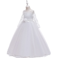 Gaun Putih Polos Lengan Panjang Anak Perempuan Ukuran Jumbo Dress Naik Sidi Putih Panjang Lengan Pan