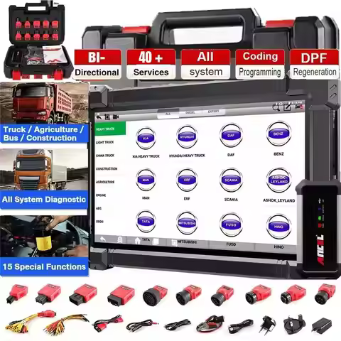 10'' Heavy Duty Truck Scanner Semi Trucks Full System Diagnostic Tool Bidirectional Diesel Scan Tool