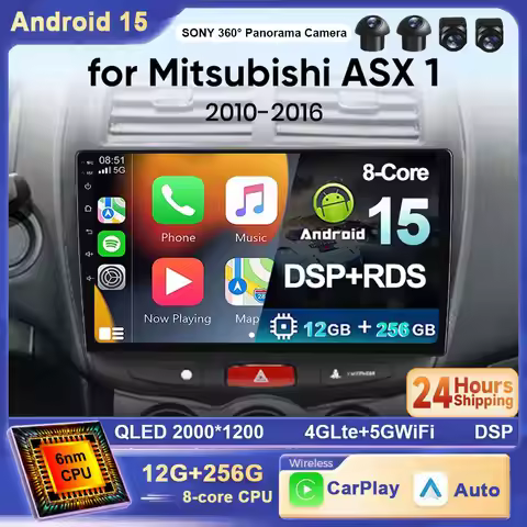 For Mitsubishi ASX 1 2010-2016 Android 15 2K QLED Stereo Car Radio Multimedia Video Player GPS AI Vo