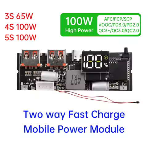 65/100W Power Bank 2-way Super Fast Charging for VC Flash Charging Mobile Power Module Board DIY Mot