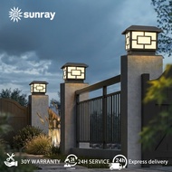 Sunray Mall Raya Lampu Outdoor Gate Light Solar Pillar Lights IP67 Waterproof Head Lamp Fence Garden