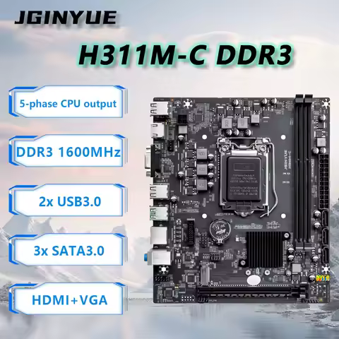 JGINYUE H110 Motherboard M-ATX supports Intel 6/7/8/9th DDR3 MAX 32GB RAM Desktop PC H311M-C D3 offi