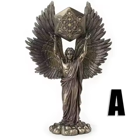 Talmudic Judaism Metatron Angel Holding Sacred Flower of Life Geometric Statue,Angelic Celestial Scr