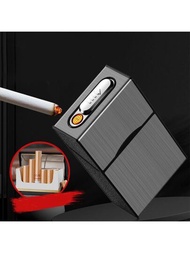1入組20入組/包香煙盒帶打火機和USB充電端口適合男士