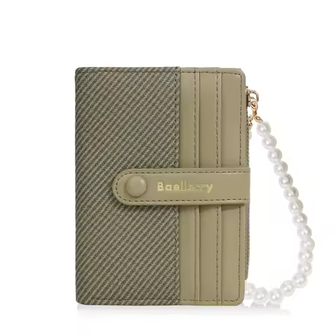 Fashion Buckle Wallet Zipper Coin Purse Luxury Pearl Chain Women Wallet Lightweight Women's Square B