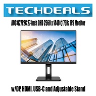 AOC Q27P2C 27-inch QHD 2560 x 1440 @ 75Hz IPS Monitor w/DP, HDMI, USB-C and Adjustable Stand