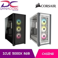 DYNACORE - Corsair iCUE 5000X RGB Tempered Glass Mid-Tower ATX PC Smart Case - White/Black