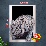 HIASAN DINDING HARIMAU PUTIH / POSTER CETAK HARIMAU 3D / TANPA BINGKAI / POSTER HARIMAU / BISA COD