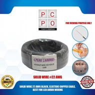 SOLID WIRE 22 AWG BLACK, ELECTRIC COPPER CABLE, BEST FOR LED AUDIO WIRING