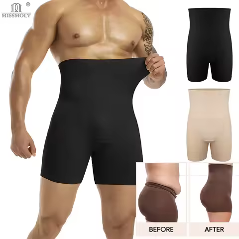 Men Compression Boxer Abdomen Belly Flat Body Shaper 3D Pouch Pant Tummy Control Shapewear Shorts Hi