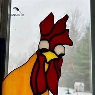 Funny Window Corner Decor - Peeping Rooster, Funny Rooster Stained Bird Window Corner Decor, Rooster