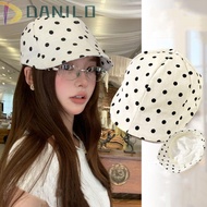 DANILO1 Polka Dot Beret, Y2k Cotton Forward Cap, Casual Thin Dot Leopard Visor Newsboy Cap Summer
