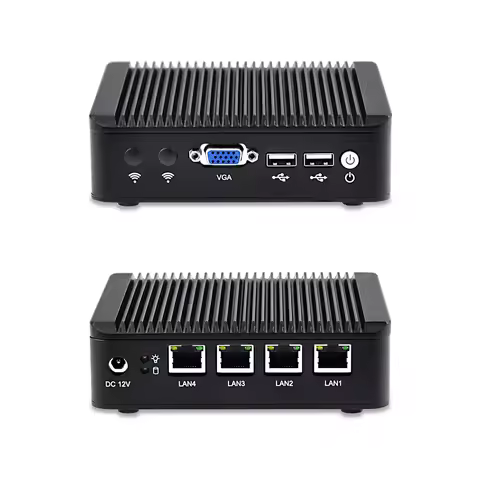 4 Lan Mini PC Quad Core J1900 2.0 GHz VGA Fanless Box home router Firewall