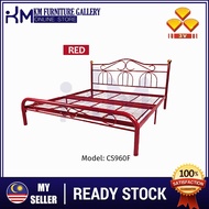 KM Furniture 3V CS960F Powder Coat Metal Bed Frame - King Size/ Katil King/ Katil Besi